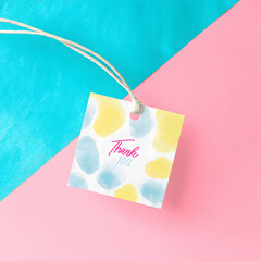 Thank you message isolated on pastel yellow background, 