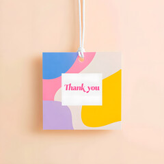 Thank you message isolated on pastel yellow background, 