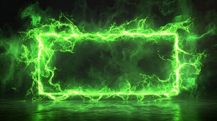Glowing electric green lightning frame A high-voltage sci-fi effect.