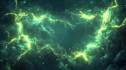 Glowing electric green lightning frame A high-voltage sci-fi effect.