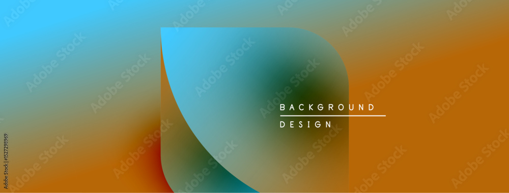 Poster abstract gradient background. blue, orange hues blend smoothly. minimalist design features text over