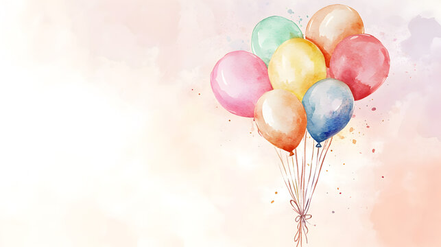 fondo divertido y alegre colorido con globos volando sobre un fondo liso con espacio de copia para dise&ntilde;o de invitacion o tarjeta de cumplea&ntilde;os 