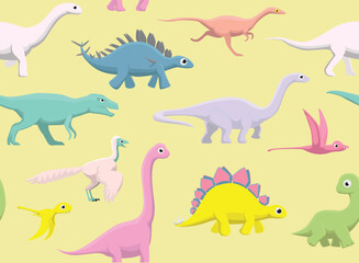 Jurassic Dinosaurs Seamless Pattern Background Wallpaper