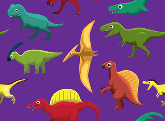 Cretaceous Dinosaurs Seamless Pattern Background Wallpaper