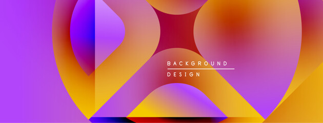 Abstract vibrant shapes blend, creating dynamic colorful background. Gradient hues dominate composition, offering modern aesthetic.