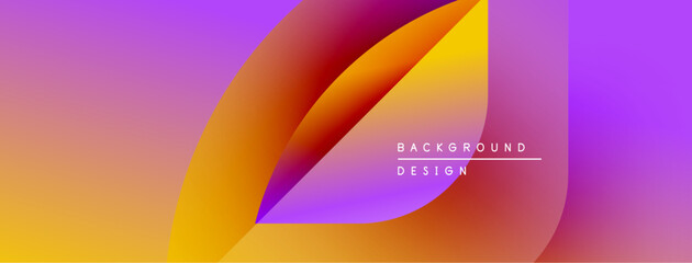Abstract gradients blend, creating dynamic visual flow. Shapes overlap, forming modern background design. Colors transition smoothly, evoking energy.