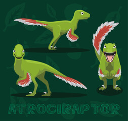 Dinosaur Atrociraptor Cartoon Vector Illustration