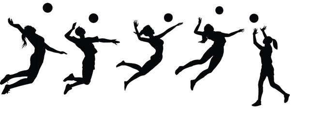 Obraz premium vector silhouette of a woman and Unstoppable Women in Volleyball