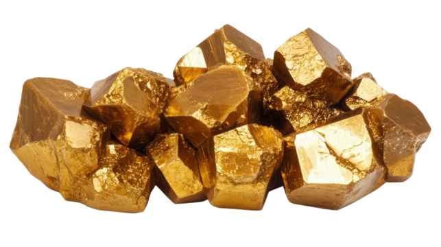 Raw galena chunk with cubic metallic crystals, Transparent background, PNG file