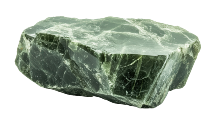 Raw actinolite chunk with needle-like crystals, Transparent background, PNG file