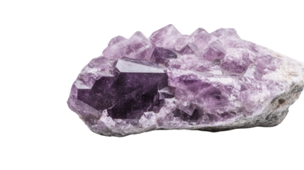 Raw lepidolite chunk with lilac mica crystals, Transparent background, PNG file