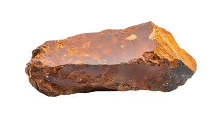 Raw magnetite chunk with dense magnetic surface, Transparent background, PNG file