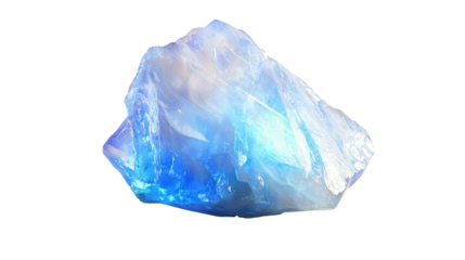 Raw moonstone chunk with adularescence, Transparent background, PNG file