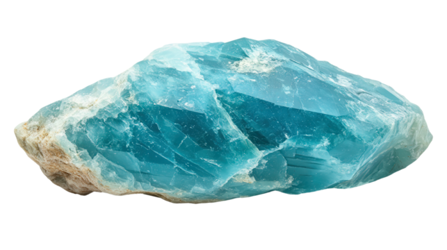 Raw apatite chunk in neon blue hue, Transparent background, PNG file - Powered by Adobe