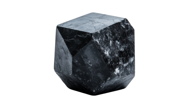 Raw magnetite chunk with dense magnetic surface, Transparent background, PNG file