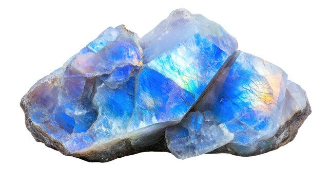 Raw moonstone chunk with adularescence, Transparent background, PNG file