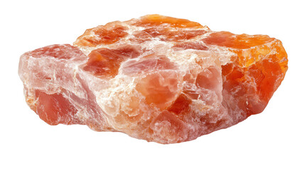 Raw carnelian agate chunk with reddish-orange color, Transparent background, PNG file