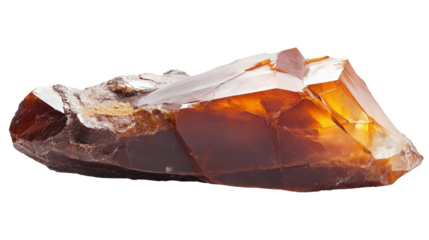 Raw chert flint mineral chunk with sharp edges, Transparent background, PNG file