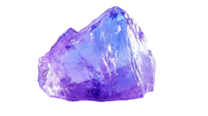 Raw tanzanite chunk with bluish violet hue, Transparent background, PNG file