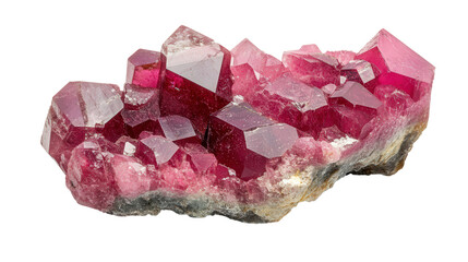 Raw corundum chunk in natural grayish-red state, Transparent background, PNG file