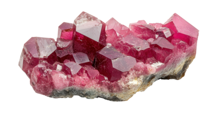 Raw corundum chunk in natural grayish-red state, Transparent background, PNG file