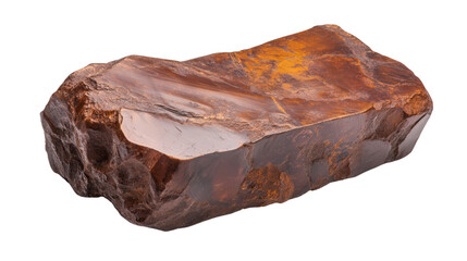 Raw enstatite mineral chunk with bronze sheen, Transparent background, PNG file