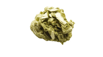 Raw epidote mineral chunk with pistachio green hue, Transparent background, PNG file