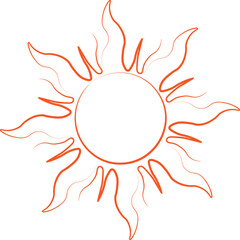 Stylized Fiery Sun Abstract Minimalist Design