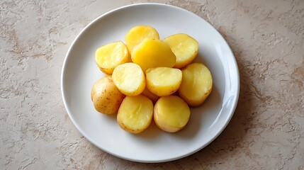 Boiled Potatoes on a White Plate