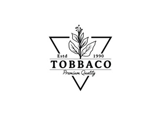 Vintage Retro Hand Draw Sketch Tobacco Plant Tree Leaf Leaves for Cigar Badge Emblem Label Logo Design