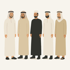 Vector Set Men in traditional clothing Middle Eastern culture