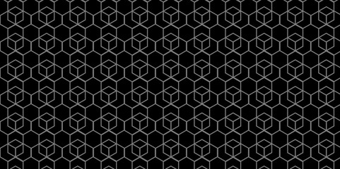 Vector tiles gradient science web tech connection triangle diamond honeycomb hexagon art. Vector seamless pattern with hexagon square cube geometric pattern shapes grid metal element texture design. 