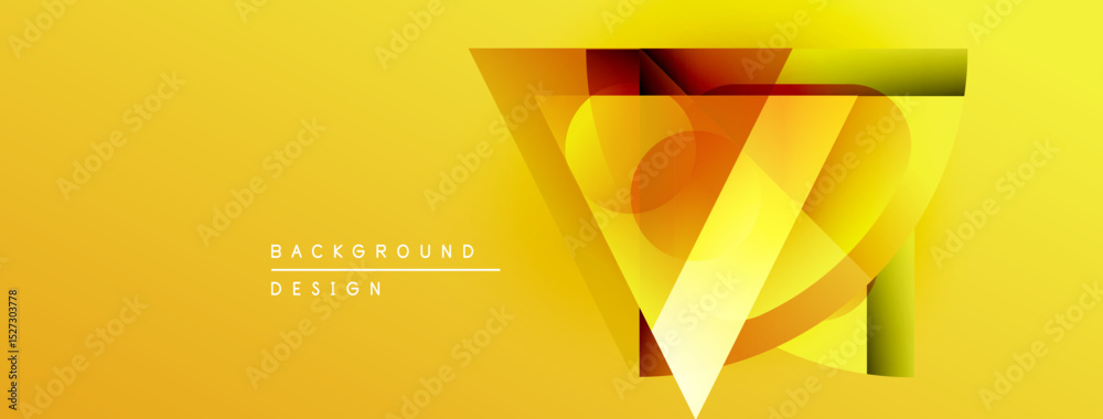 Aufkleber Abstract geometric design. Yellow gradients form layered shapes, creating dynamic visual effect. Text reads background design.