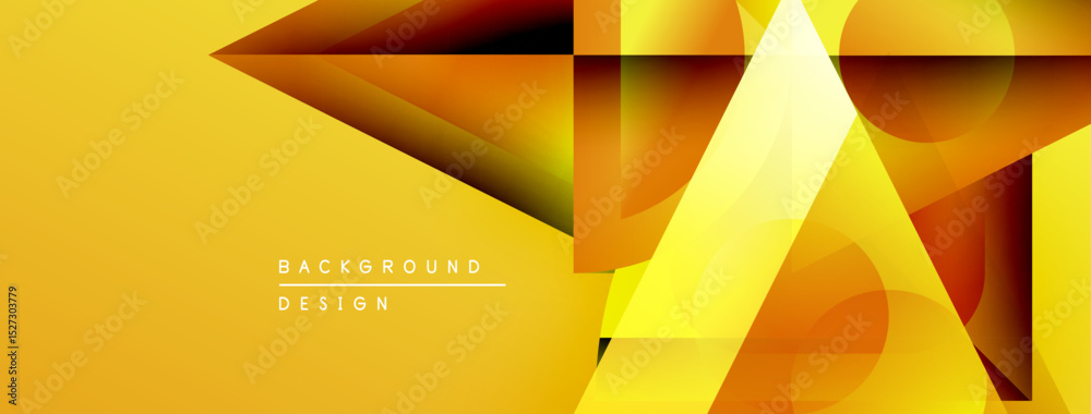 Poster Abstract geometric design. Yellow, orange hues create dynamic visual effect. Modern background suitable for various projects.