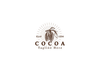 Cocoa bean Logo. Cocoa Icon. Chocolate Cocoa Symbol. Vector Illustration Isolated on White Background.