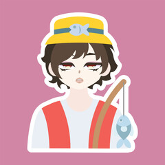 Colored Cute Farmer Profession Avatar Cartoon Illustration