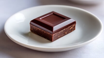 Square Chocolate Dessert on White Plate