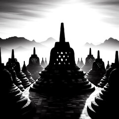 silhouette of the borobudur temple