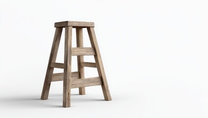 Simple wooden stool against white background