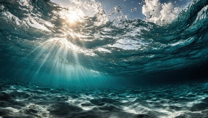 Sunlight beams through ocean water