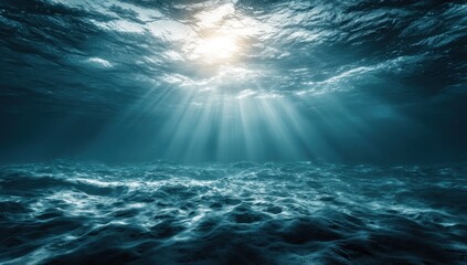 Fototapeta premium Sunbeams pierce underwater depths
