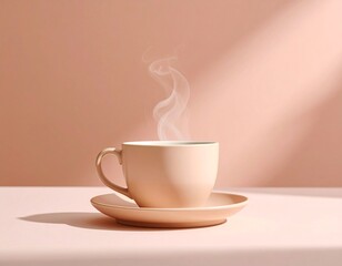 Obraz premium One-tone cup with steam swirls, centered with soft shadows