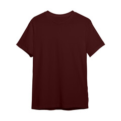 Plain Maroon T-Shirt Mockup Isolated on White Background