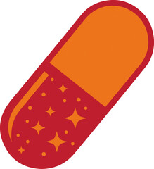 Pill with Sparkles Logo Icon for Pharmaceutical or Wellness