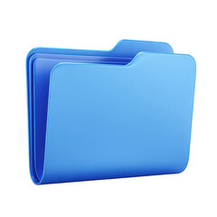 Blue digital file folder icon 3d render modern design clean simple graphic element for website interface application on transparent background ui user