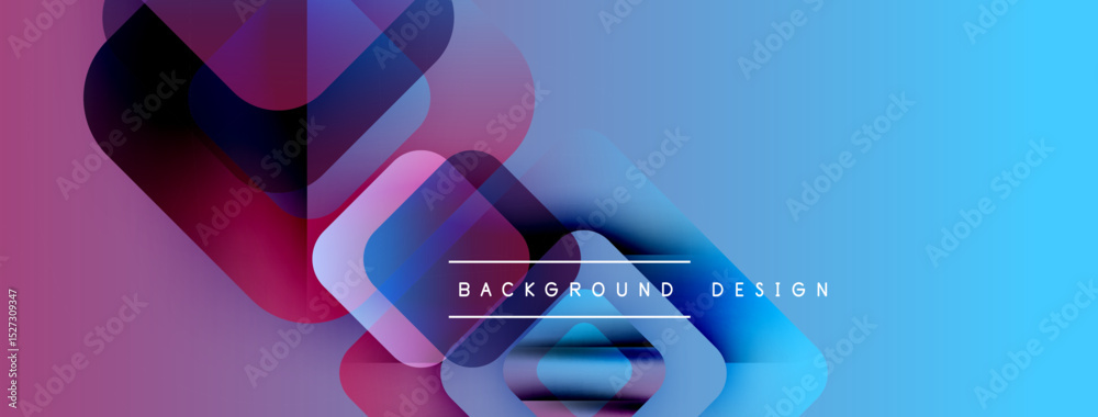 Poster Abstract geometric shapes blend vibrant colors. Gradient transitions create dynamic visual effect. Modern design element for backgrounds.