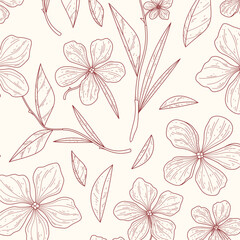 engraving hand drawn botanical pattern