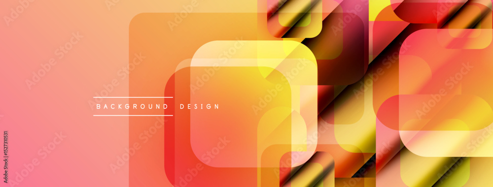 Poster Abstract geometric pattern. Orange, yellow hues blend smoothly. Rectangles overlap creating dynamic visual effect. Modern design element.