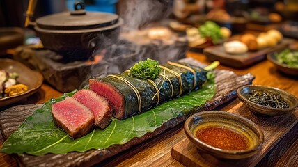 Using a Leaf to Cook Hida Wagyu Beef in Takayama, Japan