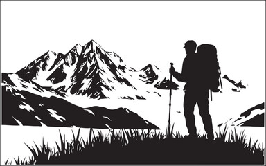 hiking vector illustration of a man and woman